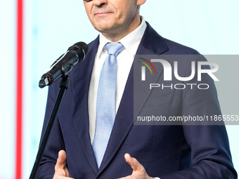 Mateusz Morawiecki during press conference of the right-wing Law and Justice (PiS) party, in Warsaw, Poland on December 13, 2024. (