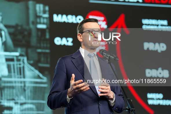 Mateusz Morawiecki during press conference of the right-wing Law and Justice (PiS) party, in Warsaw, Poland on December 13, 2024. 