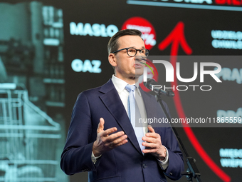 Mateusz Morawiecki during press conference of the right-wing Law and Justice (PiS) party, in Warsaw, Poland on December 13, 2024. (