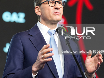 Mateusz Morawiecki during press conference of the right-wing Law and Justice (PiS) party, in Warsaw, Poland on December 13, 2024. (