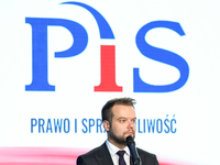 Rafal Bochenek during press conference of the right-wing Law and Justice (PiS) party, in Warsaw, Poland on December 13, 2024. (