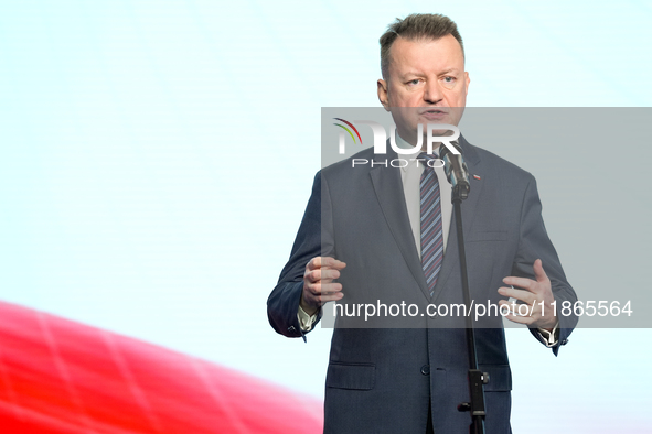 Mariusz Blaszczak during press conference of the right-wing Law and Justice (PiS) party, in Warsaw, Poland on December 13, 2024. 