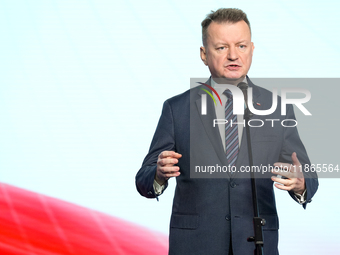 Mariusz Blaszczak during press conference of the right-wing Law and Justice (PiS) party, in Warsaw, Poland on December 13, 2024. (