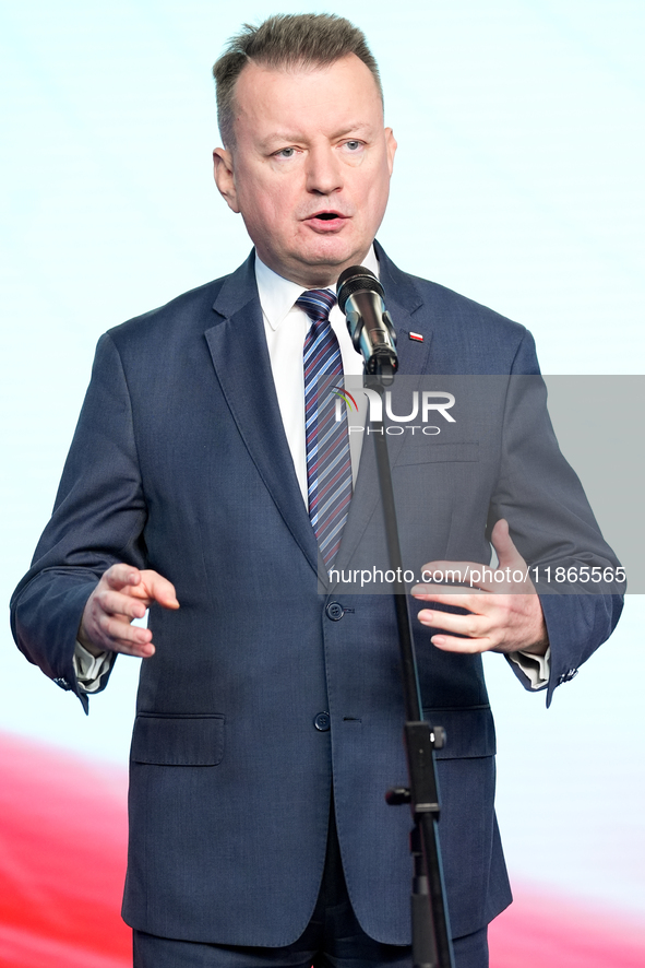 Mariusz Blaszczak during press conference of the right-wing Law and Justice (PiS) party, in Warsaw, Poland on December 13, 2024. 