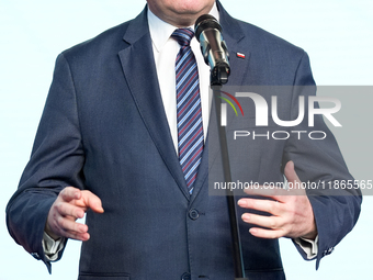 Mariusz Blaszczak during press conference of the right-wing Law and Justice (PiS) party, in Warsaw, Poland on December 13, 2024. (