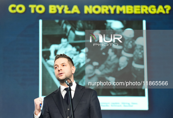 Patryk Jaki (MEP) during press conference of the right-wing Law and Justice (PiS) party, in Warsaw, Poland on December 13, 2024. 