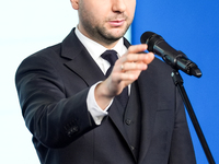 Patryk Jaki (MEP) during press conference of the right-wing Law and Justice (PiS) party, in Warsaw, Poland on December 13, 2024. (