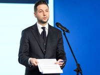 Patryk Jaki (MEP) during press conference of the right-wing Law and Justice (PiS) party, in Warsaw, Poland on December 13, 2024. (