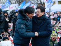 Cho Kuk, former leader of the Rebuilding Korea Party, attends the impeachment rally for President Yoon Suk-yeol outside the National Assembl...