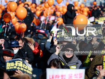 Approximately 2 million citizens gather in Yeouido, Seoul, South Korea, on December 14, 2024, calling for the impeachment of President Yoon...