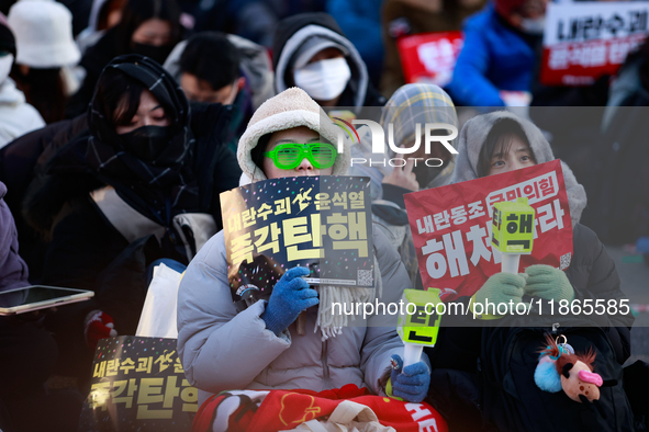 Approximately 2 million citizens gather in Yeouido, Seoul, South Korea, on December 14, 2024, calling for the impeachment of President Yoon...