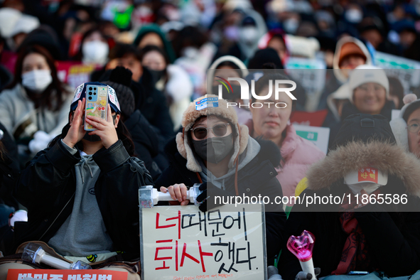 Approximately 2 million citizens gather in Yeouido, Seoul, South Korea, on December 14, 2024, calling for the impeachment of President Yoon...