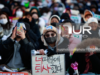 Approximately 2 million citizens gather in Yeouido, Seoul, South Korea, on December 14, 2024, calling for the impeachment of President Yoon...