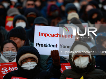 Approximately 2 million citizens gather in Yeouido, Seoul, South Korea, on December 14, 2024, calling for the impeachment of President Yoon...