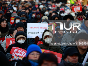 Approximately 2 million citizens gather in Yeouido, Seoul, South Korea, on December 14, 2024, calling for the impeachment of President Yoon...