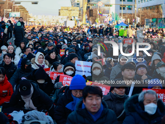 Approximately 2 million citizens gather in Yeouido, Seoul, South Korea, on December 14, 2024, calling for the impeachment of President Yoon...