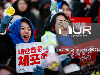 Approximately 2 million citizens gather in Yeouido, Seoul, South Korea, on December 14, 2024, calling for the impeachment of President Yoon...