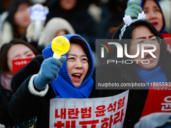 Approximately 2 million citizens gather in Yeouido, Seoul, South Korea, on December 14, 2024, calling for the impeachment of President Yoon...