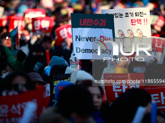 Approximately 2 million citizens gather in Yeouido, Seoul, South Korea, on December 14, 2024, calling for the impeachment of President Yoon...