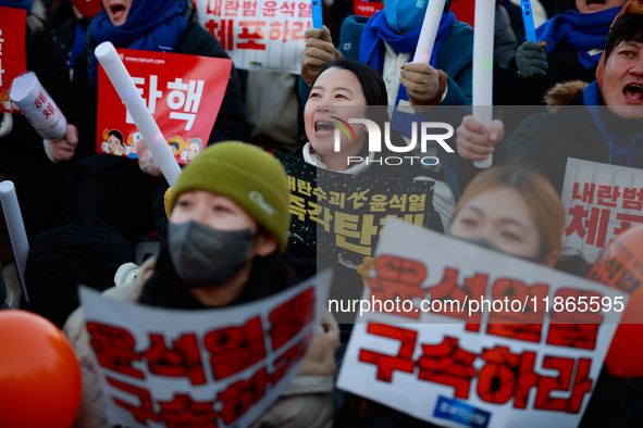 Approximately 2 million citizens gather in Yeouido, Seoul, South Korea, on December 14, 2024, calling for the impeachment of President Yoon...