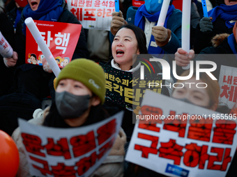 Approximately 2 million citizens gather in Yeouido, Seoul, South Korea, on December 14, 2024, calling for the impeachment of President Yoon...