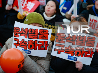 Approximately 2 million citizens gather in Yeouido, Seoul, South Korea, on December 14, 2024, calling for the impeachment of President Yoon...