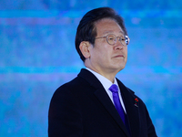 Lee Jae-myung, leader of the Democratic Party and member of the National Assembly, greets approximately 2 million citizens gathered outside...