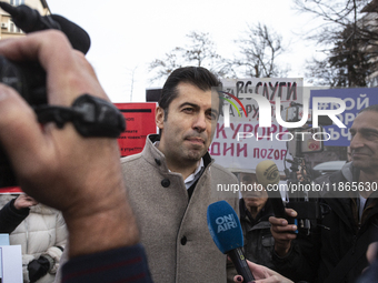 Kiril Petkov, co-leader of the political party We Continue the Change, stands in front of the Sofia City Court in Sofia, Bulgaria, on Decemb...