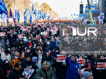 Approximately 2 million citizens gather in Yeouido, Seoul, South Korea, on December 14, 2024, calling for the impeachment of President Yoon...