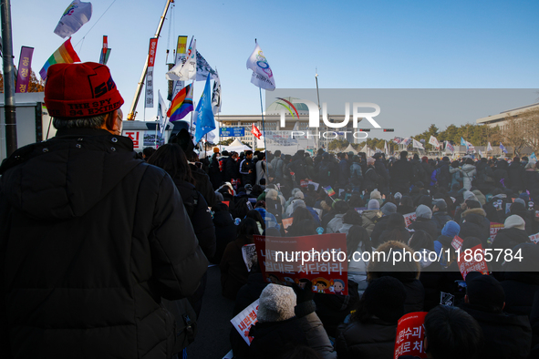 Approximately 2 million citizens gather in Yeouido, Seoul, South Korea, on December 14, 2024, calling for the impeachment of President Yoon...