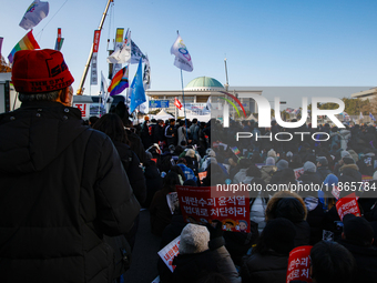 Approximately 2 million citizens gather in Yeouido, Seoul, South Korea, on December 14, 2024, calling for the impeachment of President Yoon...