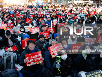 Approximately 2 million citizens gather in Yeouido, Seoul, South Korea, on December 14, 2024, calling for the impeachment of President Yoon...