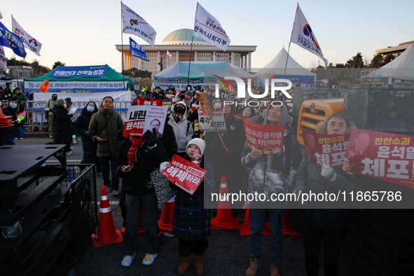 Approximately 2 million citizens gather in Yeouido, Seoul, South Korea, on December 14, 2024, calling for the impeachment of President Yoon...