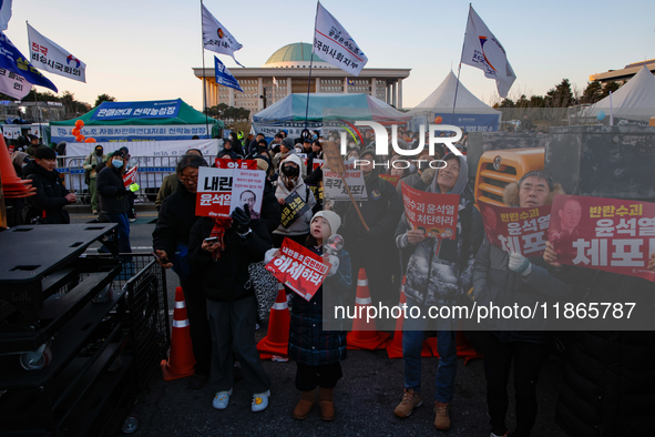 Approximately 2 million citizens gather in Yeouido, Seoul, South Korea, on December 14, 2024, calling for the impeachment of President Yoon...