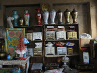 In Srinagar, Kashmir, India, on December 14, 2024, Christmas ornaments of Santa Claus are ready at the workshop before being sent to the mar...