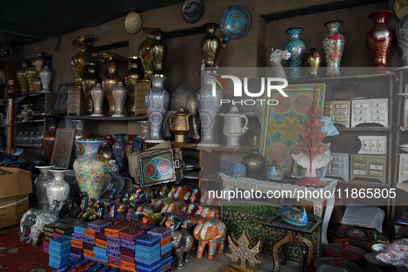 In Srinagar, Kashmir, India, on December 14, 2024, Christmas ornaments are ready at the workshop before being sent to the market ahead of Ch...