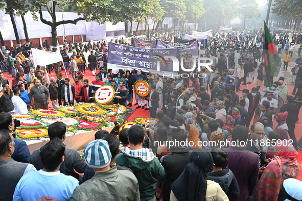 People Are Gathering To Pay Tribute To The Martyred Intellectuals At The Martyred Intellectuals Memorial At Mirpur In Dhaka, Bangladesh, On...