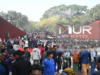 People Are Gathering To Pay Tribute To The Martyred Intellectuals At The Martyred Intellectuals Memorial At Mirpur In Dhaka, Bangladesh, On...