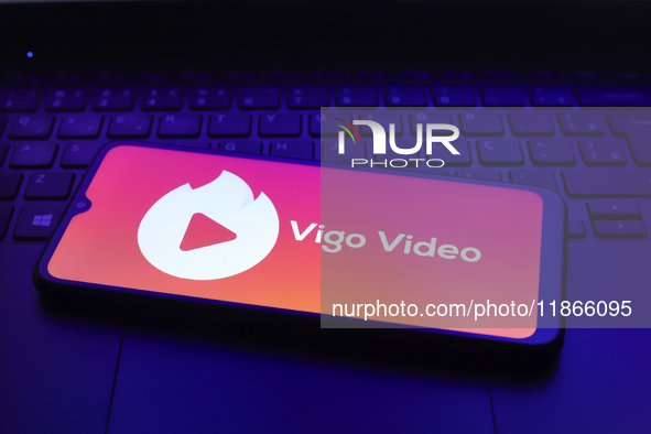 The Vigo Video logo appears on the screen of a smartphone in Reno, United States, on December 14, 2024. (Photo Illustration by Jaque Silva/N...