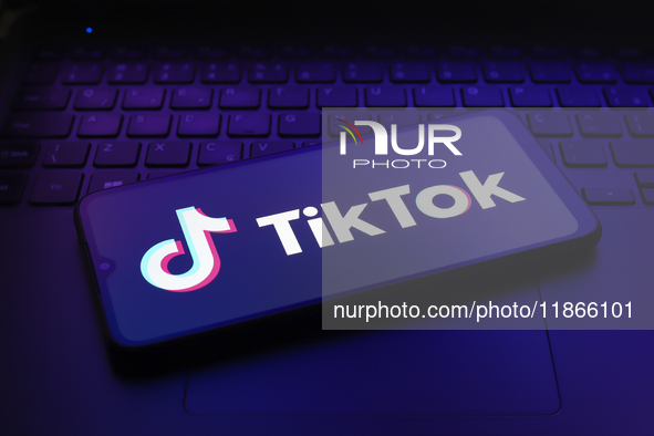 The TikTok logo appears on the screen of a smartphone in Reno, United States, on December 14, 2024. (Photo Illustration by Jaque Silva/NurPh...