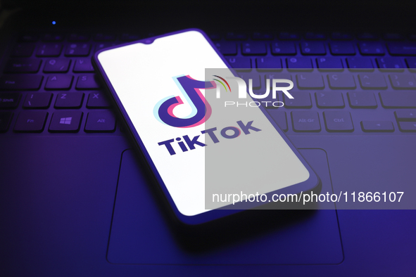 The TikTok logo appears on the screen of a smartphone in Reno, United States, on December 14, 2024. (Photo Illustration by Jaque Silva/NurPh...