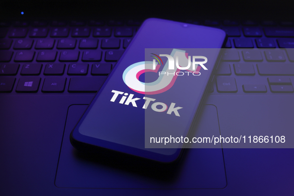 The TikTok logo appears on the screen of a smartphone in Reno, United States, on December 14, 2024. (Photo Illustration by Jaque Silva/NurPh...