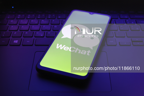 The WeChat logo appears on the screen of a smartphone in Reno, United States, on December 14, 2024. (Photo Illustration by Jaque Silva/NurPh...