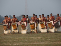 Indian army soldiers perform during the full dress rehearsal ahead of ''Vijay Diwas,'' a ceremony to celebrate the liberation of Bangladesh...