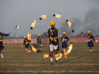 Indian army soldiers perform during the full dress rehearsal ahead of ''Vijay Diwas'', a ceremony that celebrates the liberation of Banglade...