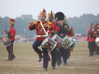 The Indian army band performs during the full dress rehearsal ahead of ''Vijay Diwas,'' a ceremony to celebrate the liberation of Bangladesh...