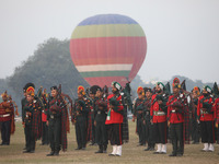 The Indian army band performs during the full dress rehearsal ahead of ''Vijay Diwas,'' a ceremony to celebrate the liberation of Bangladesh...