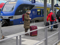 A BRB train is at Munich Central Station in Munich, Germany, on December 14, 2024. Warning strikes are expected in the coming days before Ch...