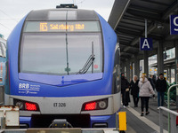 A BRB train is at Munich Central Station in Munich, Germany, on December 14, 2024. Warning strikes are expected in the coming days before Ch...