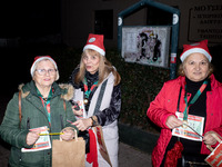 People wearing Santa Claus costumes participate in the annual Santa Run in Athens, Greece, on December 14, 2024. (